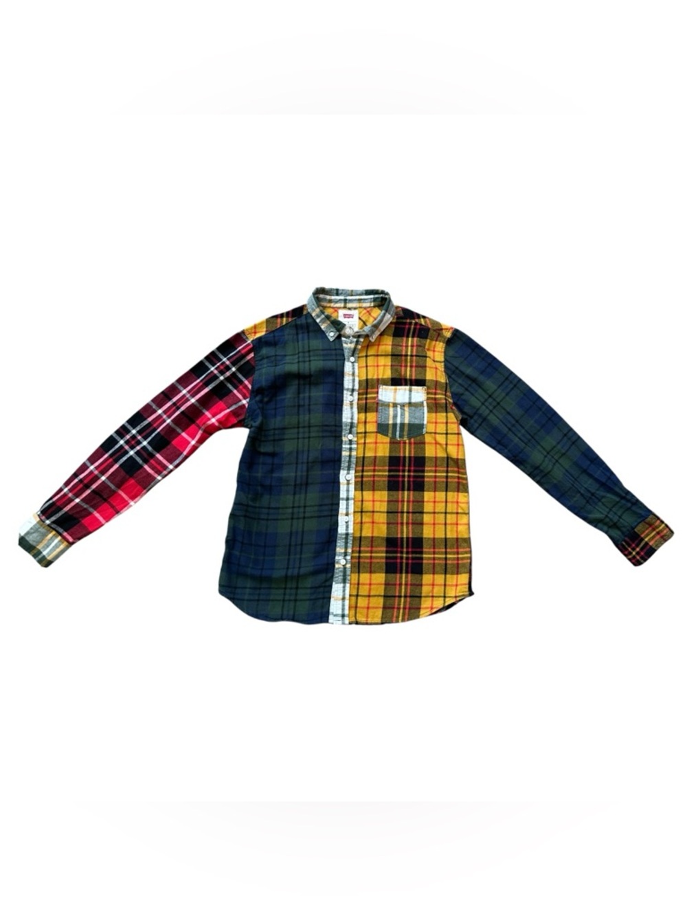 Levi’s Men’s Patchwork Plaid Button-Down Shirt Size Medium - Picture 2 of 11
